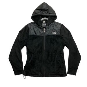 The North Face Osito Hooded Fleece Jacket Womens Medium Black Full Zip